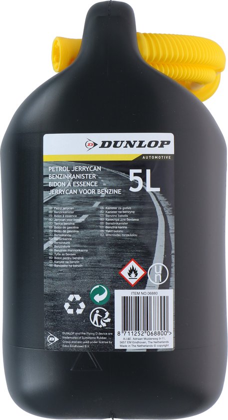 Dunlop Jerrycan 5 Liter met Vulslang – Zwart Kunststof