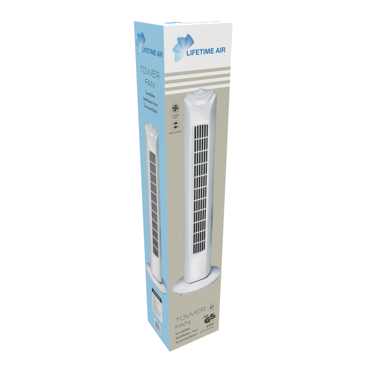 50% KORTING Lifetime Torenventilator 45W